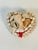 Cute small vintage folk art Dailors Valentines sea Shell encrusted heart shape box with red velvet inlay.