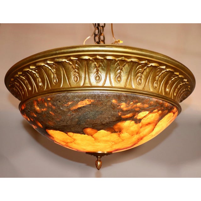 Early 20th Century Early 1900s Neoclassical Bronze & Alabaster Flush Mounts - a Pair For Sale - Image 5 of 13