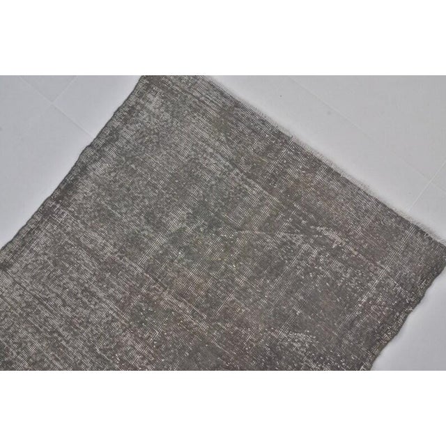 Vintage Distressed Overdyed Turkish Rug in Muted Charcoal Grey For Sale - Image 4 of 10