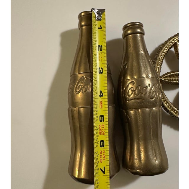 Brass Vintage Brass Coca Cola Bottles- Set of 2 For Sale - Image 8 of 9