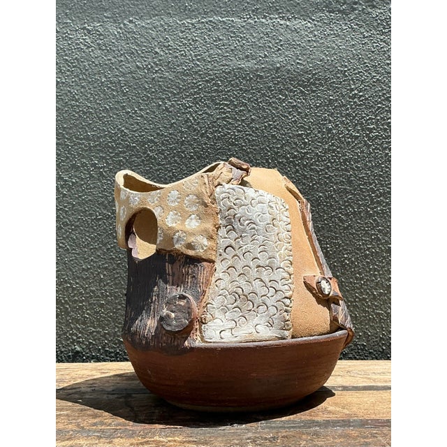 Mid-Century Modern Vintage Original Abstract Studio Pottery Vase For Sale - Image 3 of 12