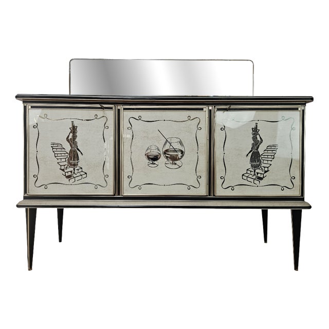 Three-Door Sideboard with Mirror by Umberto Mascagni, 1950 For Sale