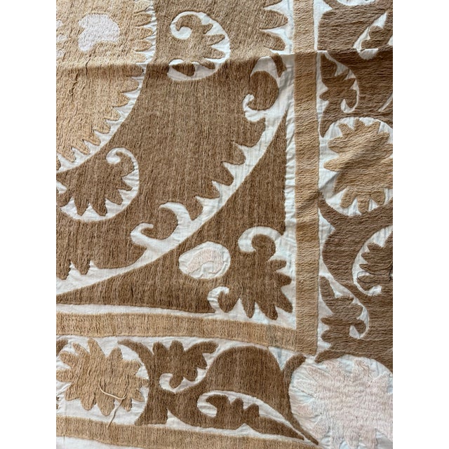Neutral Tan Cotton Suzani Square Medallion Wall Decor For Sale - Image 10 of 10