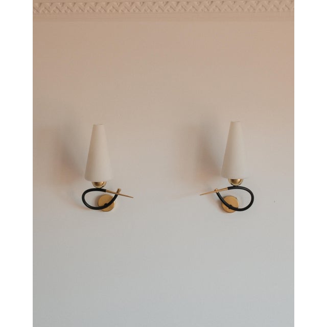 Black Vintage French Sconces from Maison Lunel, 1960s, Set of 2 For Sale - Image 8 of 8