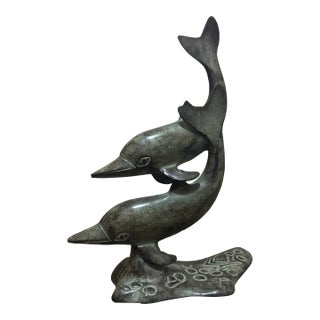1980s Bronze Sculpture of Two Dolphins For Sale