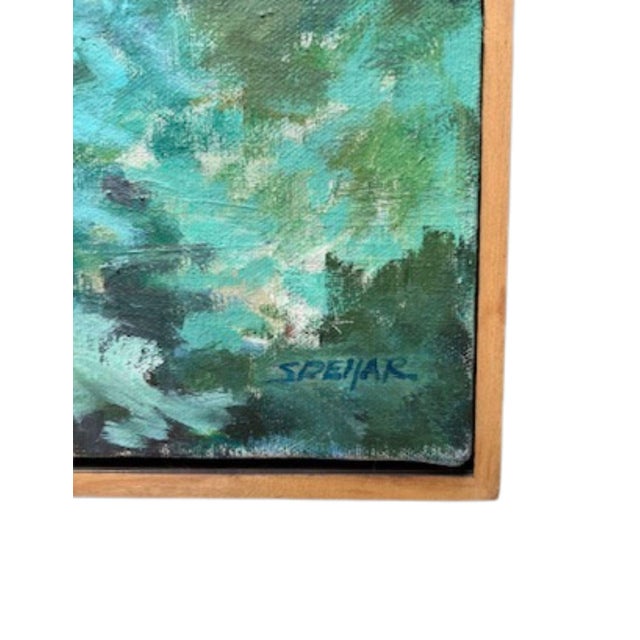 Vintage Framed Impressionist Painting of Garden Pond With Rowboat, Signed "Spehar," For Sale - Image 12 of 14