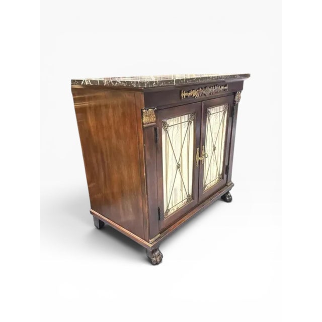 Henredon 1990s Small Henredon Regency Marble Top Cabinet For Sale - Image 4 of 12