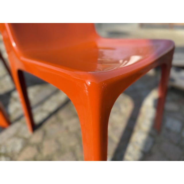 Space Age Italian Orange Chairs, 1960s, Set of 4 For Sale - Image 12 of 14