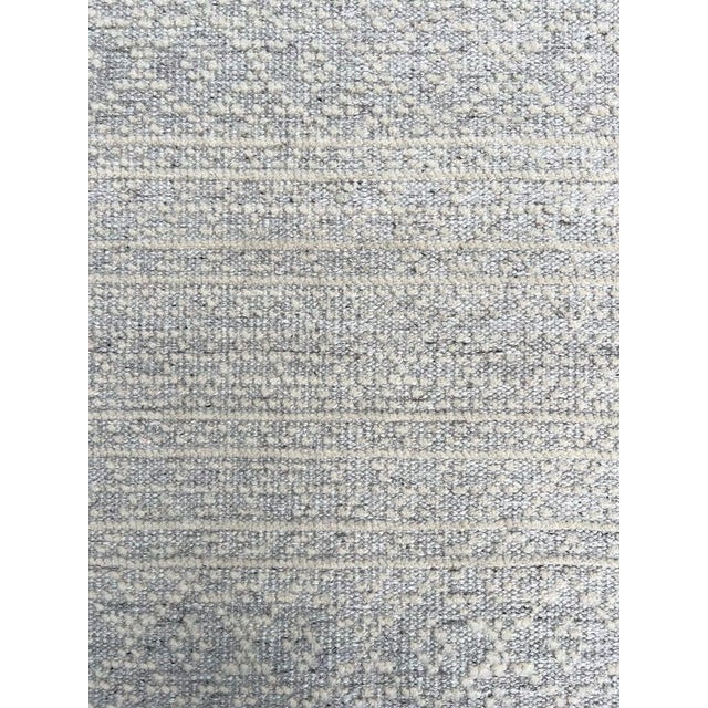 6x9 Ivory Hand-Knotted Wool Textured Bands Geometric Modern Carpet Rug For Sale - Image 11 of 11