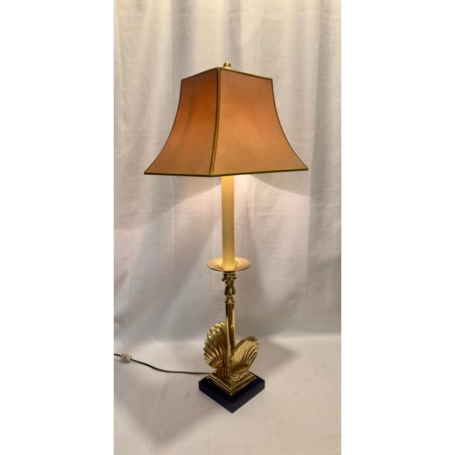 1970s Solid Brass Shell Candlestick Lamp by Sarreid, Ltd. And Turtle and Crane - Styled After Tony Duquette For Sale - Image 10 of 13