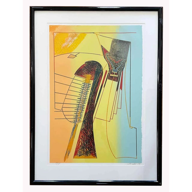 Yellow Large Vintage Lithograph - Signed and Dated For Sale - Image 8 of 8