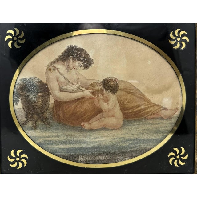 Traditional Antique Regency Francesco Bartolozzi Hand Colored Stipple Engraving Lady Pair For Sale - Image 3 of 7