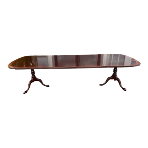 Late 20th Century Vintage Henkel Harris Mahogany Extension Double Pedestal Dining Table