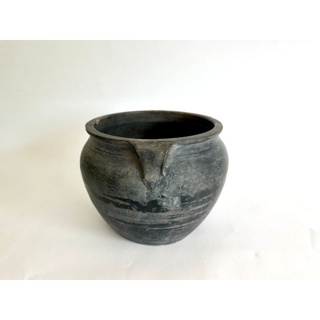 Ceramic Rustic Black Gray Pottery Vase For Sale - Image 7 of 8