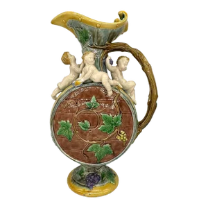 A Minton Majolica Wine Ewer Designed by Hugues Protât, English, Ca. 1875