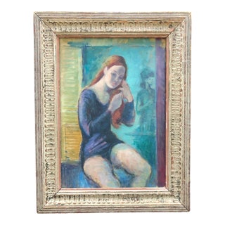 Unsigned Colorful Mid Century Modern Impressionist Painting of a Dancer at Rest For Sale