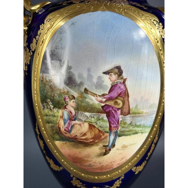 Rococo Antique Porcelain Vase in the style of Sèvres, France, 1890s For Sale - Image 3 of 11