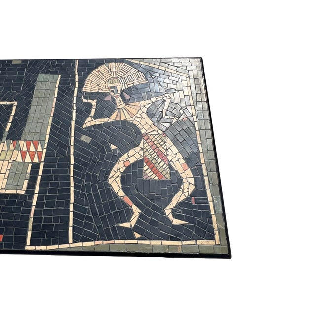 Vintage Mid Century Modern Large Rare Aztec Mosaic Tile Art Coffee Table Wall Art Brass For Sale In Palm Springs - Image 6 of 12