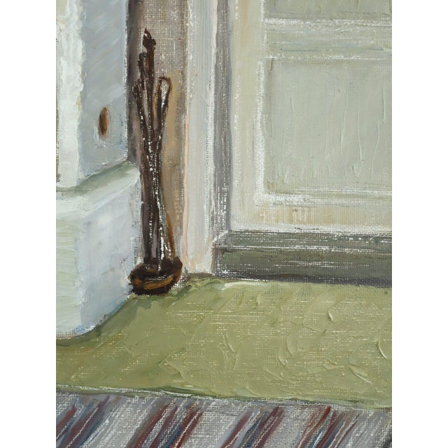 1968 Mid-Century Modern 'The Fireplace' Vintage Swedish Expressive Interior Oil Painting, Framed For Sale - Image 9 of 13