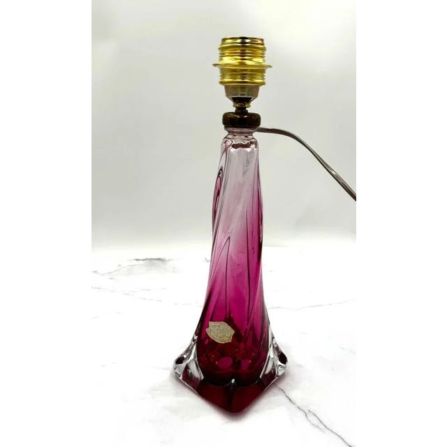 Mid-Century Modern Purple Table Lamp from Val Saint Lambert For Sale - Image 3 of 8
