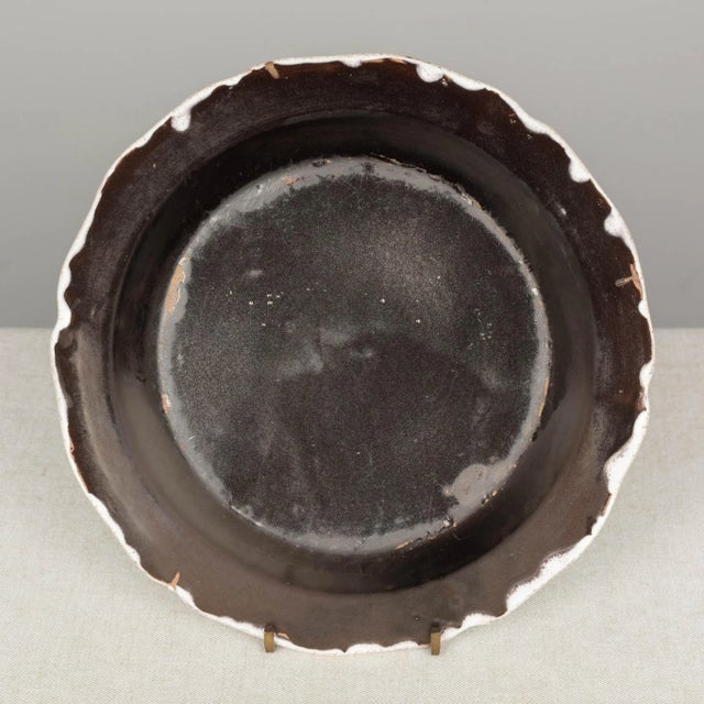 French Country 19th Century French Rouen Ceramic Plate For Sale - Image 3 of 5