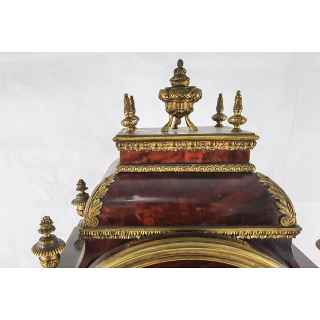 Blue Antique Pendulum Clock in Bronze and Wood from Lagarde, Paris, 1860s For Sale - Image 8 of 18