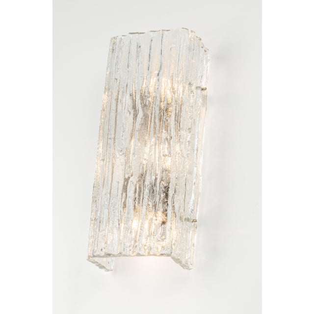 Ice Glass Wall Sconces from Kalmar, Austria, 1960s, Set of 2 For Sale - Image 3 of 11