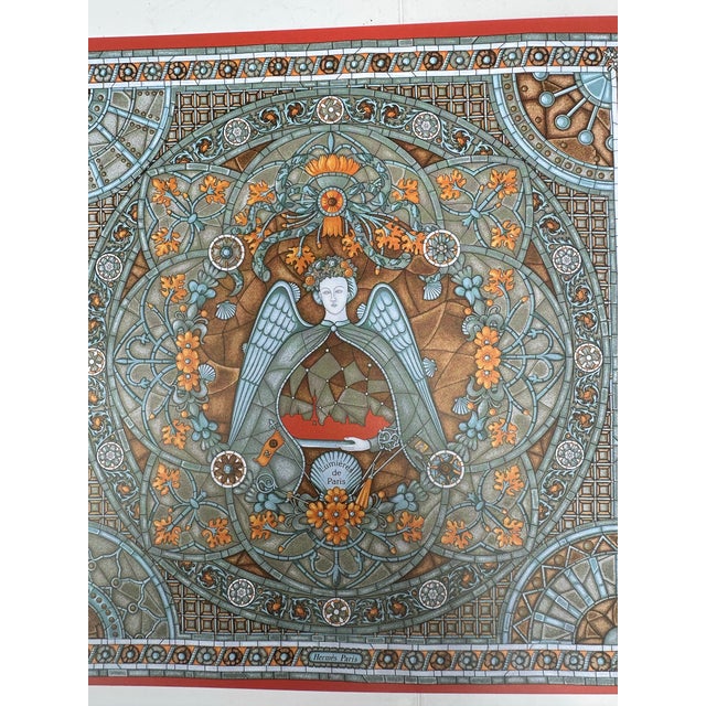 Textile Vintage Framed Authentic Original Hermès Art Advertisement Lithograph Featuring Hermès Scarf For Sale - Image 7 of 7