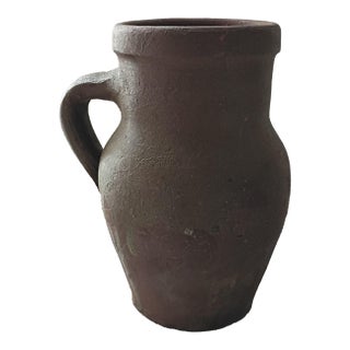 Vintage Mediterranean Terracotta Olive Jar With Handle - 8.5" For Sale