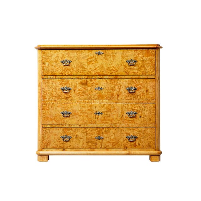 19th Century Swedish Burr Birch Chest of Drawers, 1860 For Sale - Image 6 of 11