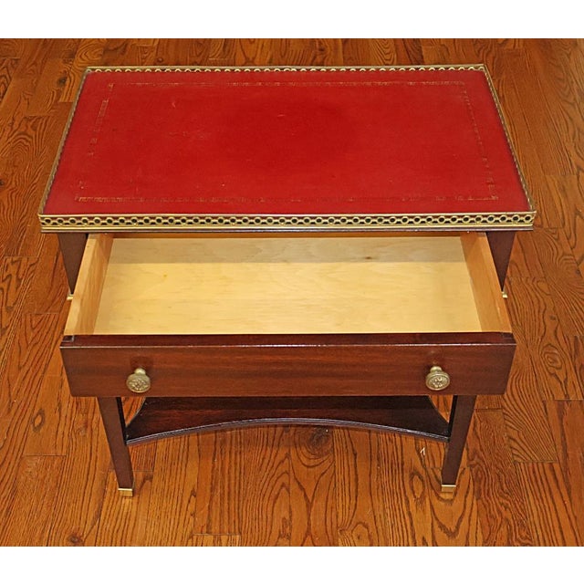 Brown 1960s Mahogany Directoire Style Leather Top End Table Console Table Manor of Jansen For Sale - Image 8 of 10