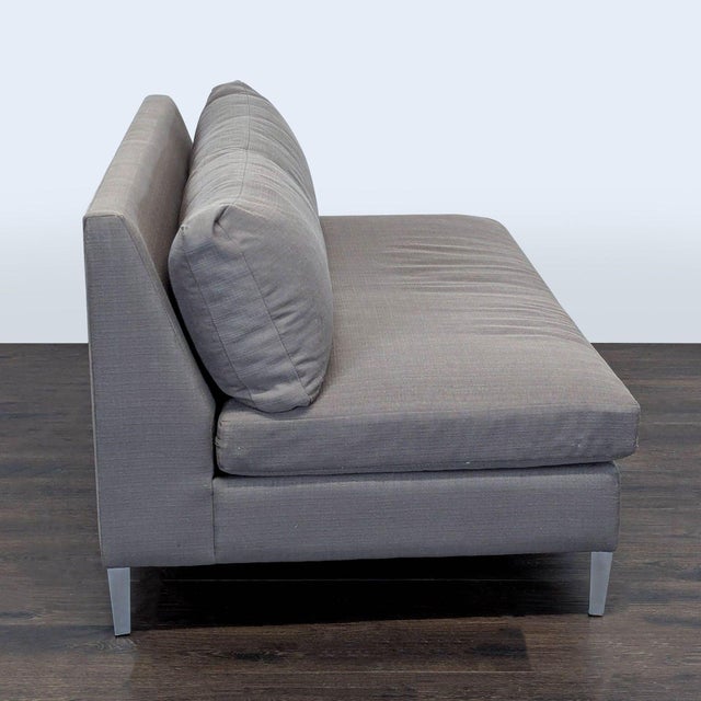 CB2 Cb2 Cielo Modern Gray Loveseat With Metal Legs For Sale - Image 4 of 7