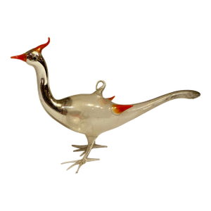 Antique Bimini Hand-Blown Glass Pheasant Bird Ornament