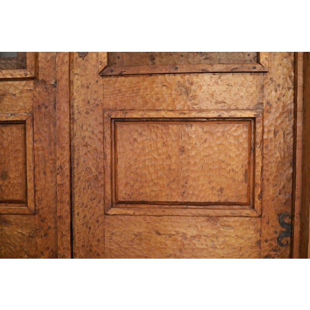 Wood Handcrafted Solid Wood Rustic Exterior Double French Door – Custom Mexican Design Made to Order For Sale - Image 7 of 16