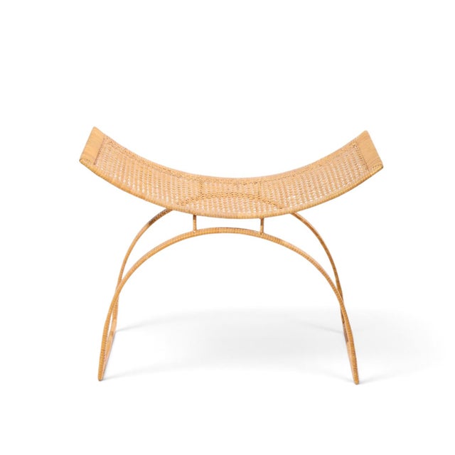 Harvey Probber Artisan Collection Mid Century Rattan Over Steel Stools - Pair For Sale - Image 10 of 12