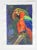 Vintage late 20th century gouache on paper painting of parrot. Unsigned. Unframed, tape remains on verso.