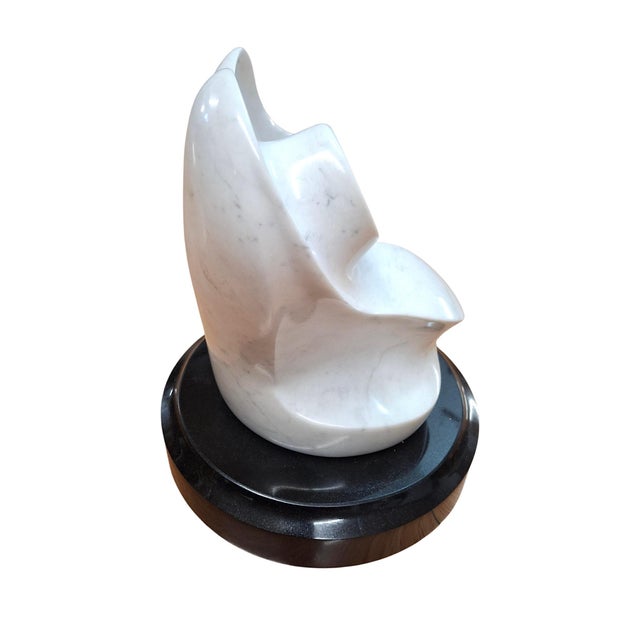 2010s White Marble Tabletop Sculpture on Black Granite Base by Easton For Sale - Image 5 of 11
