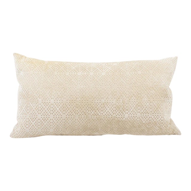 Art Deco Inspired Off-White Velvet Throw Pillow For Sale