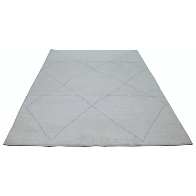 Moroccan Azilal hand knotted rug with natural colors, contemporary style and soft texture.