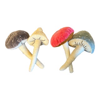 Folk Art Felted Soft Sculptures of Mushrooms - A Set of 4 For Sale