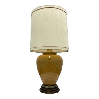 Large Frederick Cooper Crackle Glazed Porcelain Ginger Jar Table Lamp and Frederick Cooper Barrel Shade - a Pair For Sale