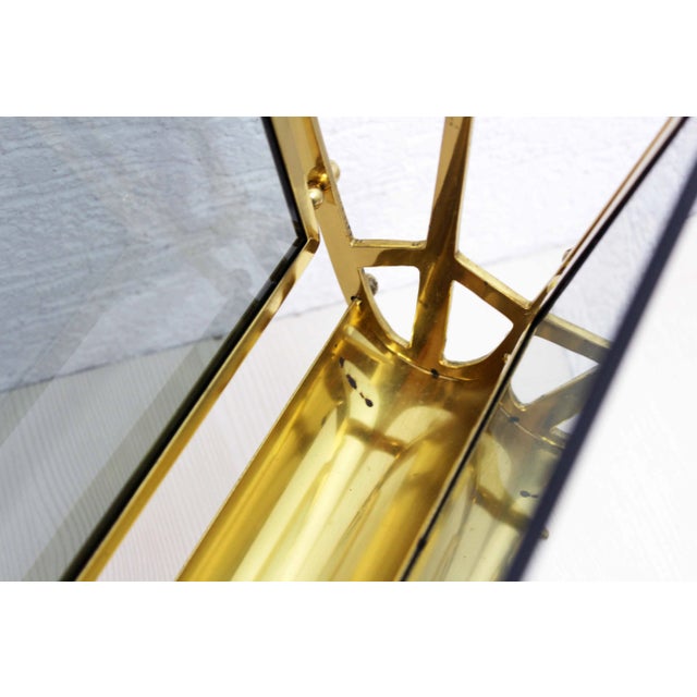 Hollywood Regency Glass and Brass Magazine Rack, 1960s For Sale - Image 3 of 13