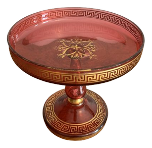 Antique Ruby Glass Gilded Tazza, 1860s