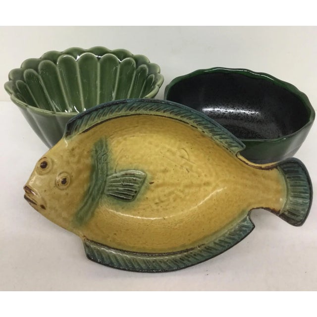 Vintage Magnolia Green Japanese Bowls - Set of 3 For Sale - Image 9 of 11