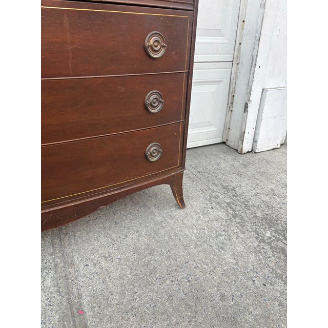 Antique Colonial Revival Dresser Early 1900s | Mahogany Four Drawer Chest With Federal Style Details | Classic American Antique Furniture For Sale - Image 12 of 12