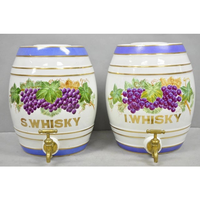 Antique Loftus London English Victorian Porcelain Spirits Whisky Barrels - Pair For Sale - Image 18 of 18