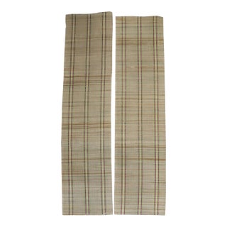 Plaid American Rag Rug Runners, Set of 2, Mid-20th Century - 3'2" x 14'11" For Sale