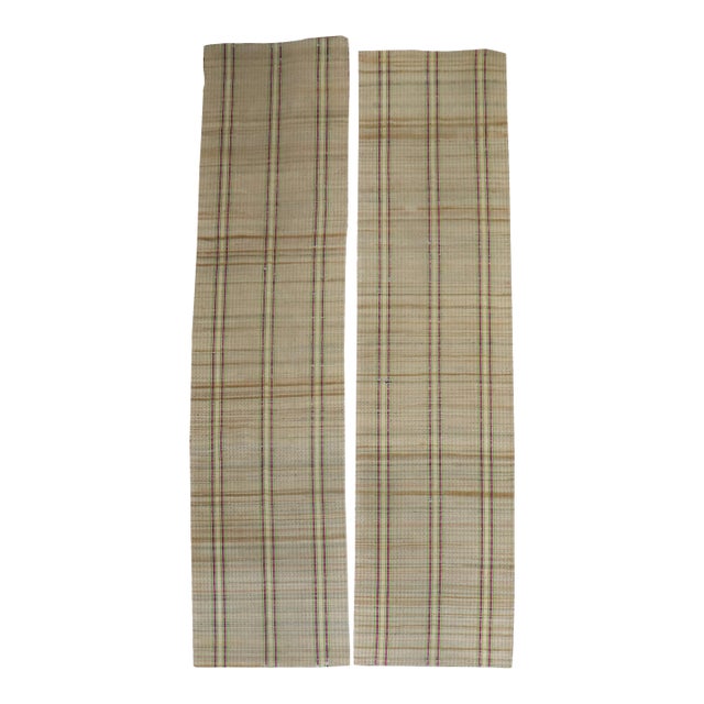 Plaid American Rag Rug Runners, Set of 2, Mid-20th Century - 3'2" x 14'11" For Sale