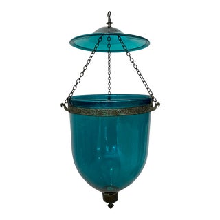 Antique Glass Bell Jar Pendant Lantern For Sale