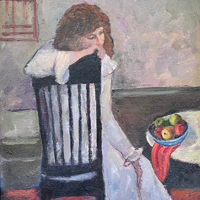 A fine vintage oil on canvas by Indiana artist Carol Rabenau. Housed in a gilded and carved nouveau style frame. Signed on...